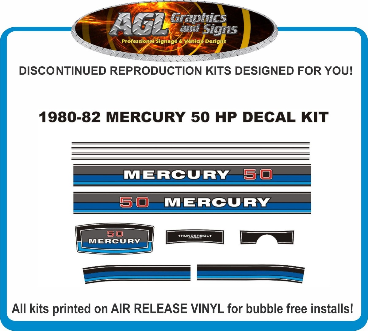 Mercury 50 FS 2013 Outboard Motor Decal Set – Replacement Stickers For Boat Engines - View #6