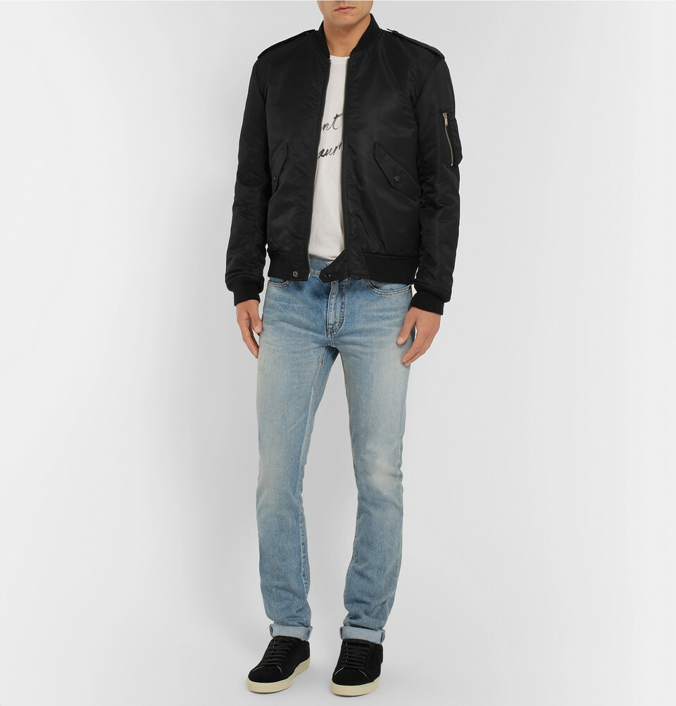 NEW $2190 SAINT LAURENT Shell Bomber Jacket Black Classic MA