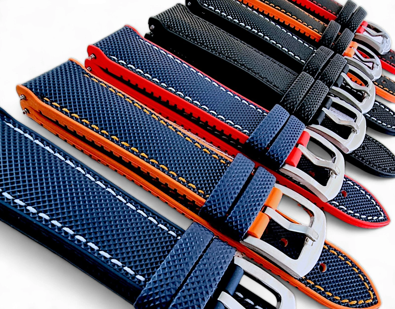 Premium FKM Rubber Sailcloth Hybrid Watch Strap Band Waterproof 20 21 22 mm UK