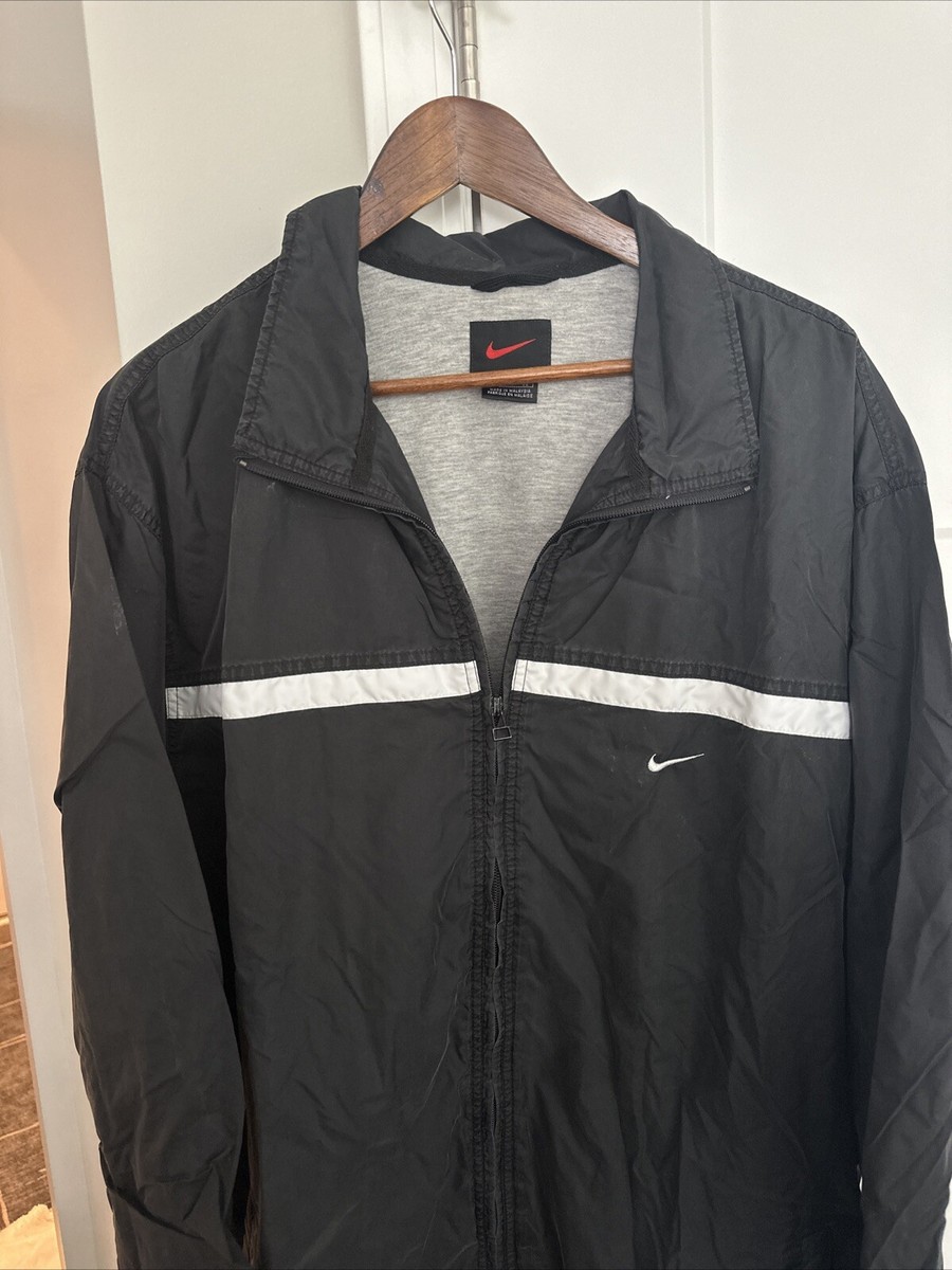Vintage Nike Jacket Adult XL Lined Black Swoosh Track Windbreaker