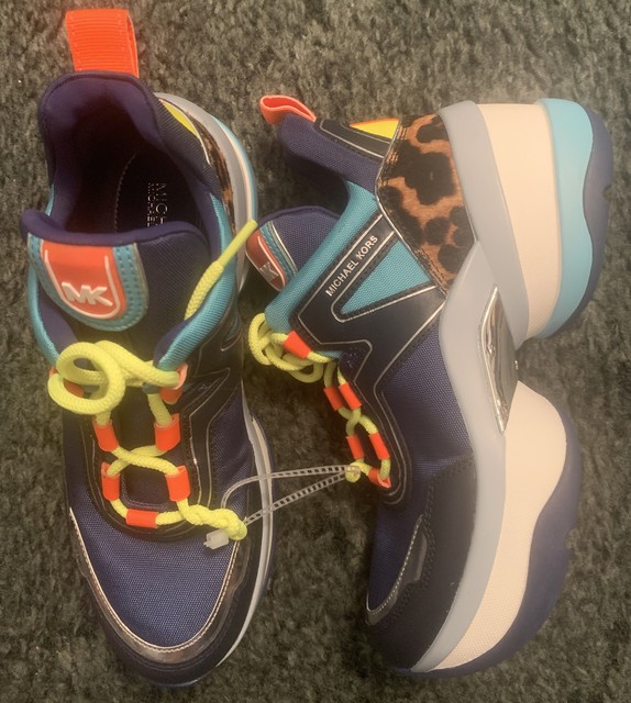 michael kors olympia leather and scuba trainer