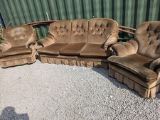 VINTAGE THREE PIECE SUITE Buoyant Green Dralon 1990s  penrith cumbria prop