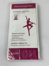 Everswe Tights Ballet Convertible Tights 40D SZ: Large 8-10 Medium Weight White