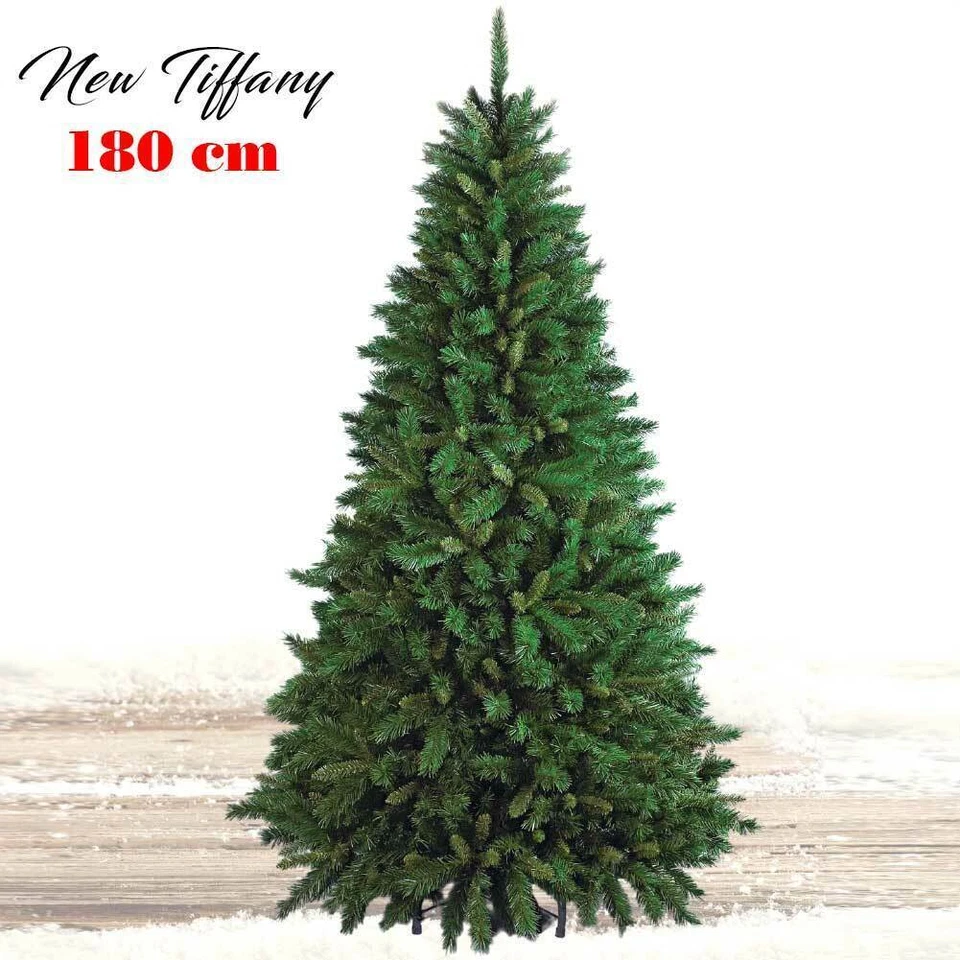 Albero Di Natale 180cm New Tiffany Super Folto 723 Rami Pino Verde Base a Croce - Immagine 2 di 4
