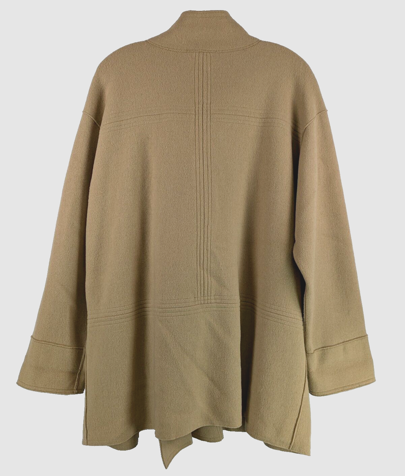 Jones New York Womens Jacket Brown Plus 1X Wool Blend Button Up Coat