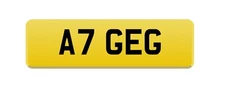 A7 GEG CHERISHED PRIVATE NUMBER PLATE DVLA PERSONAL CAR REGISTRATION UK