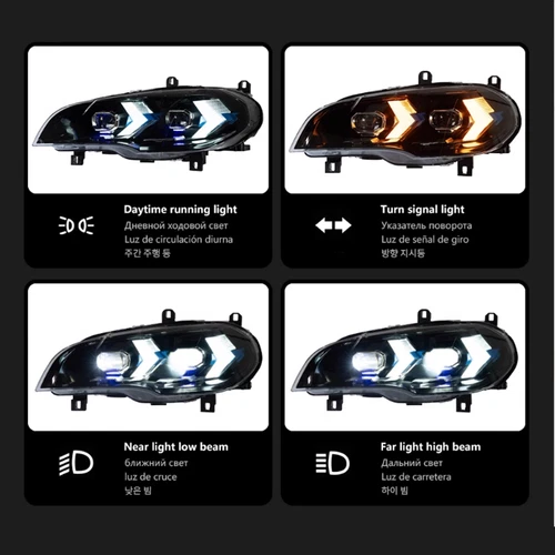 For BMW X5 E70 07-08 09 10 2013 Headlights Upgrade DRL LED Projector Headlamp 2x - Picture 10 of 10