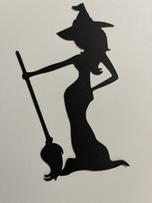 Halloween Witch Silhouette Paper piece Handmade for scrapbooking and card making