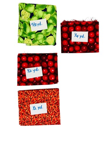 Lot of 13 fruit & vegetable new unwashed cotton fabrics fat quarters plus - Picture 2 of 5
