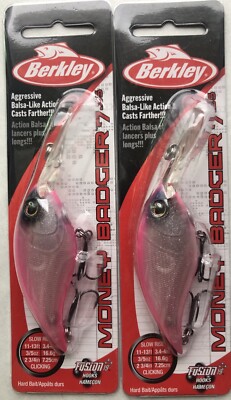 2 Berkley Money Badger 7.25 Clicking Crankbait  2 3/4  Pink Pearl S54
