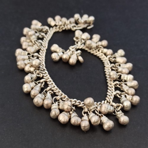 Silver Anklet Bohemian Ethnic Chain Bracelet Sterling 925 Giggle Bells Vintage