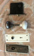 Set Of Vintage Door Knobs, Door Plates and Lock