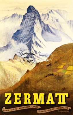Lötschberg Suisse Bern-Lötschberg-Simplon Railway vintage Travel Poster
