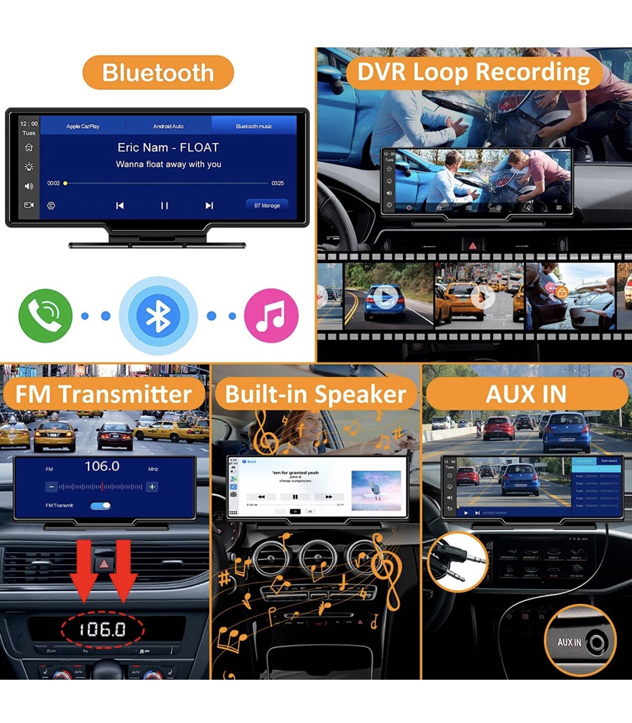 Westods Portable Wireless Carplay Car Stereo with 2.5K Dash Cam 9.3" HD IPS... eBay