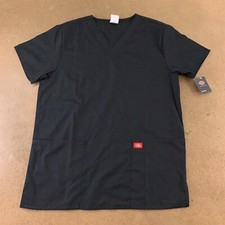 Dickies Unisex Size Small Black Short Sleeve 2 Pocket Everyday Scrub Top NWT