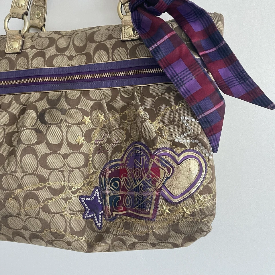 Coach Poppy Tartan Plaid Glam 15882 Shoulder Handbag Tote - RARE y2k grunge - Image 2 of 4