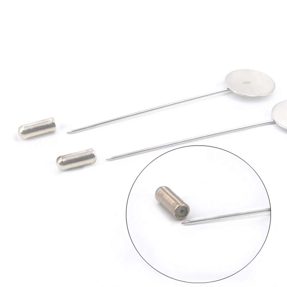50Pcs Round Tray Lapel Pin Safety Pins Brooches for Men Women Suit Tie Hat Scarf - Image 4 of 4