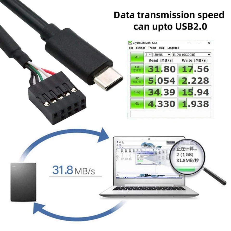 Mini / Micro USB to 2.54 USB Header Motherboard Female Cable 0.15m 0.3m 0.5m 1m - Image 3 of 4