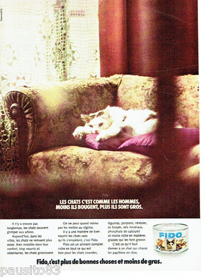 PUBLICITE ADVERTISING 066  1972  Fido  aliments patée  pour chat