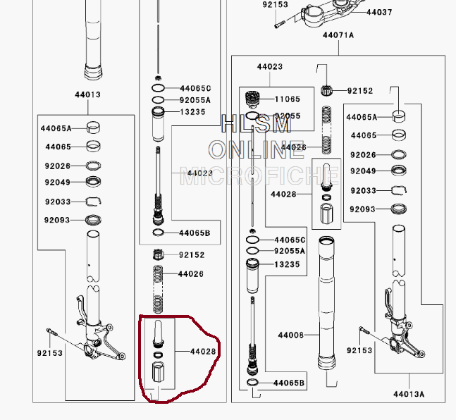 K.M① NEW Front Internal Fork Spring Guide 44028-0004 fits Ninja ZX-6R