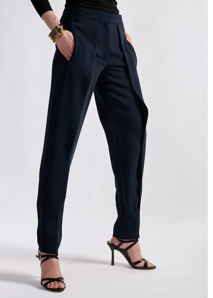 Barbara Bui Caddy Pleated Trousers Women Navy Crepe Tight Leg