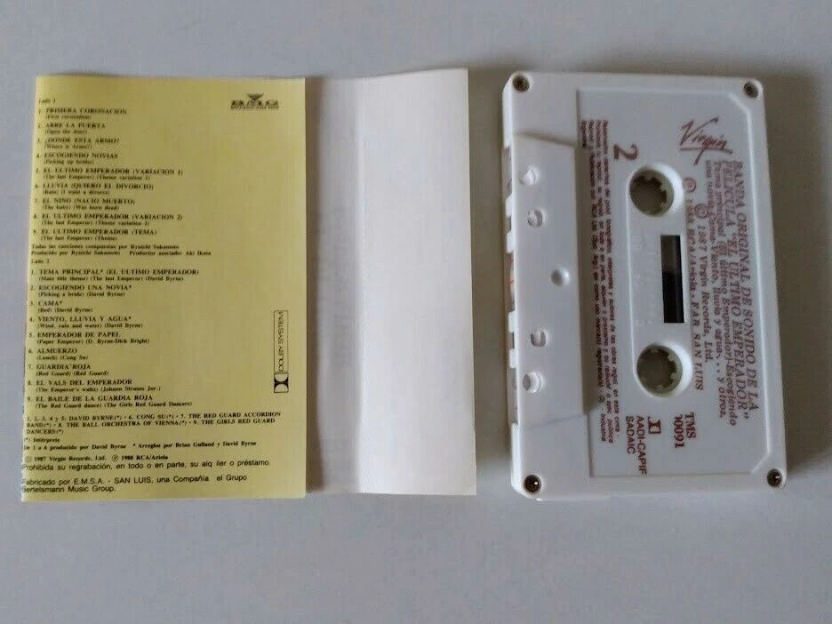 The Last Emperor Ryuichi Sakamoto David Byrne - Cassette Argentina Pressing MINT - Image 3 of 4