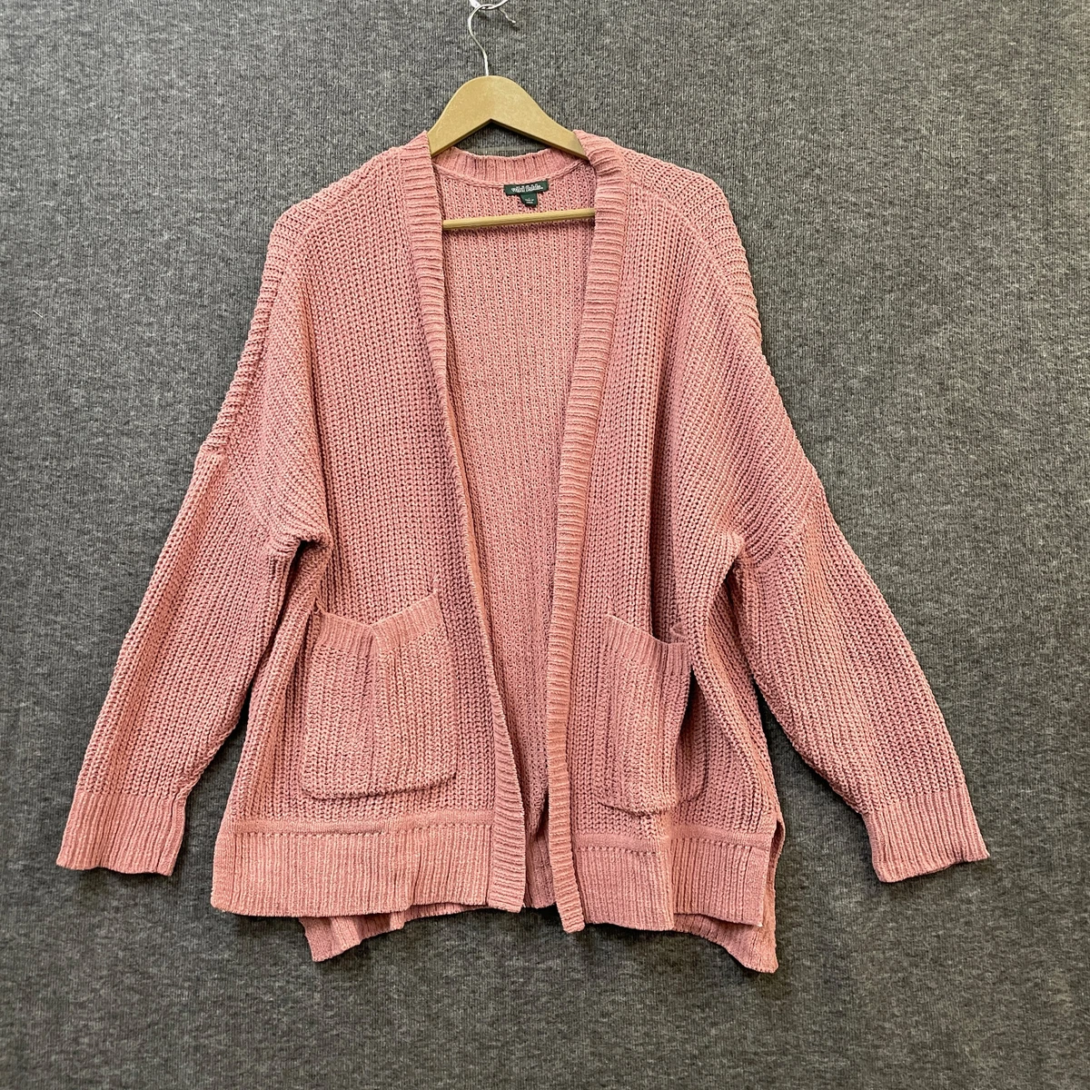 Wild Fable Womenu0026#039;s Open Front Cardigan Sweater Pink Pockets Stretch L  Pre-Owned | eBay