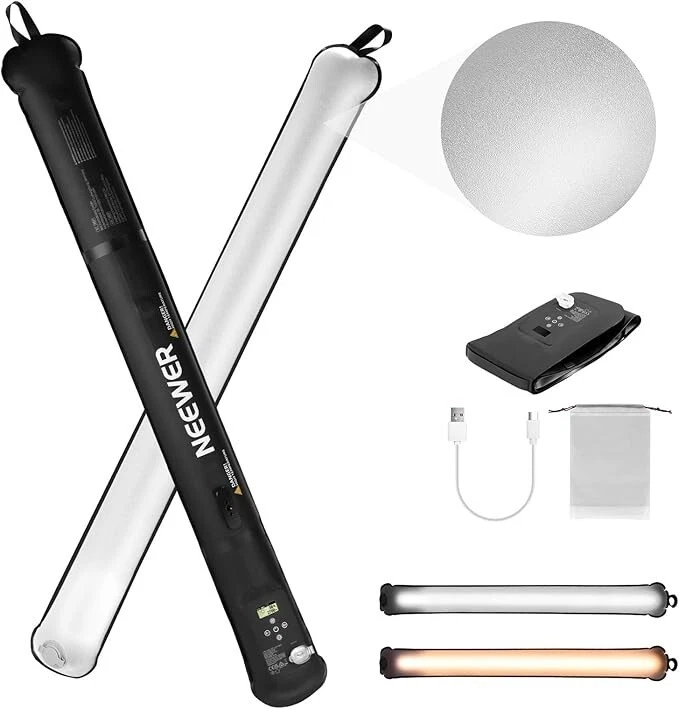 Tubo LED Portatile 21W 90cm Bicolore CRI95 con 12 Effetti e Batteria 2500mAh
