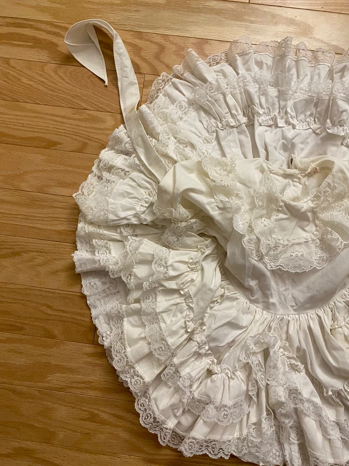 VTG Girl's Ruffle Party Full Circle Lace Pageant Frilly White Dress Size 4   - Image 4 of 4