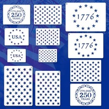 12 Pcs Independence Day Star Stencils for Painting Set, Reusable 4th of July ...