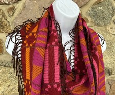 FRAAS - Germany Geometric Scarf - Fushia/Orange/Deep Red, Acrylic- 72"L - EUC