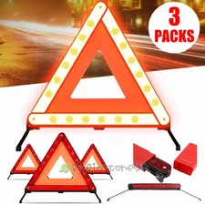 3xEmergency Warning Triangle Safe Approved Reflective Roadside Kit for Car Truck