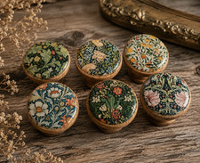 William Morris cabinet knobs, strawberry thief/green collection willliam morris