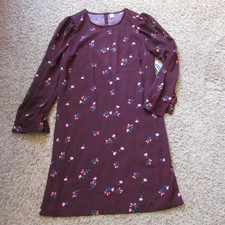 NWT Old Navy Medium Burgundy/Brown Pink Floral Shirt Dress Midi Casual Work