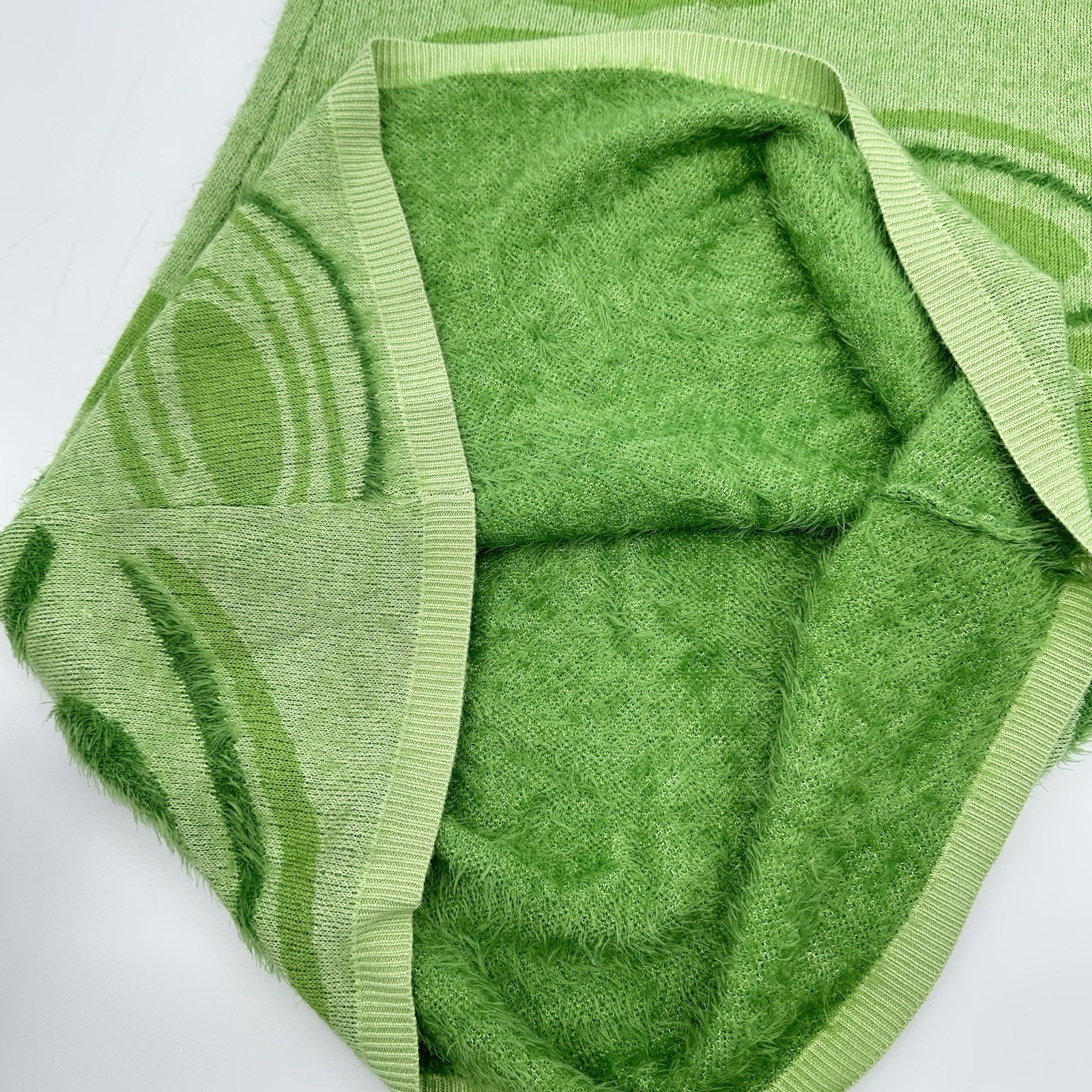 House of Sunny Hockney Dress Sz 4 Blogger Fav Green Abstract Fuzzy Knit Resort