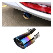 Stainless Steel Car Exhaust Tip 2.5 Inlet 3.3 Outlet Adjustable Blue Bending
