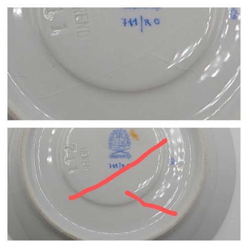 Espresso Demitasse Saucer-ONLY Herend 711 Rothschild BirdButterfly Hungary AS IS - Picture 11 of 11