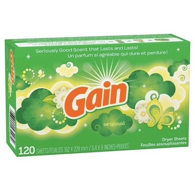 Gain Original Scent Dryer Sheets 120 Count Reduces Static Wrinkles Softens La...
