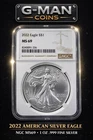 2022 American Silver Eagle NGC MS69 $1 ASE Type 2 1 oz .999 Fine Silver