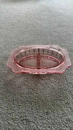 Jeannette Adam Pink Depression Glass Relish Dish 8" Oval 1930s