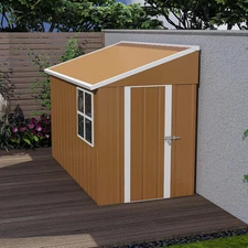 8X4 FT Heavy-Duty Metal Storage Shed, Outdoor Storage Shed with 2 Doors, Windows