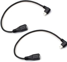 2 Pack Micro USB Left Angle Extension Cable 90 Degree Micro-B Male to Female 6Ft