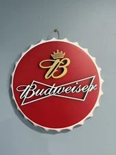 Budweiser Bottle Cap Aluminum Metal Sign - Anheuser Busch - Beer - Bud - Tin