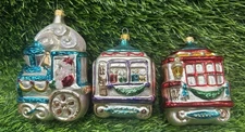 Hand Blown Mercury Glass 3 Pcs Train Set Christmas Ornaments Kurt S. Adler Read