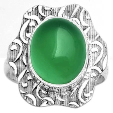 Natural Green Onyx 925 Sterling Silver Ring s.7 Jewelry R-1090