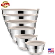 Stainless Steel Nesting Mixing Bowls Set - 7 Quarts to 1.5 Quarts Sizes