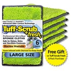 Tuff-Scrub Fresh Antimicrobial Charcoal Sponge Cloths, Fresh New 6-Pack