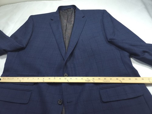Ralph Lauren Mens Sport Coat 50L Suit Jacket Blue Dark Wool Blazer Check - Picture 4 of 11