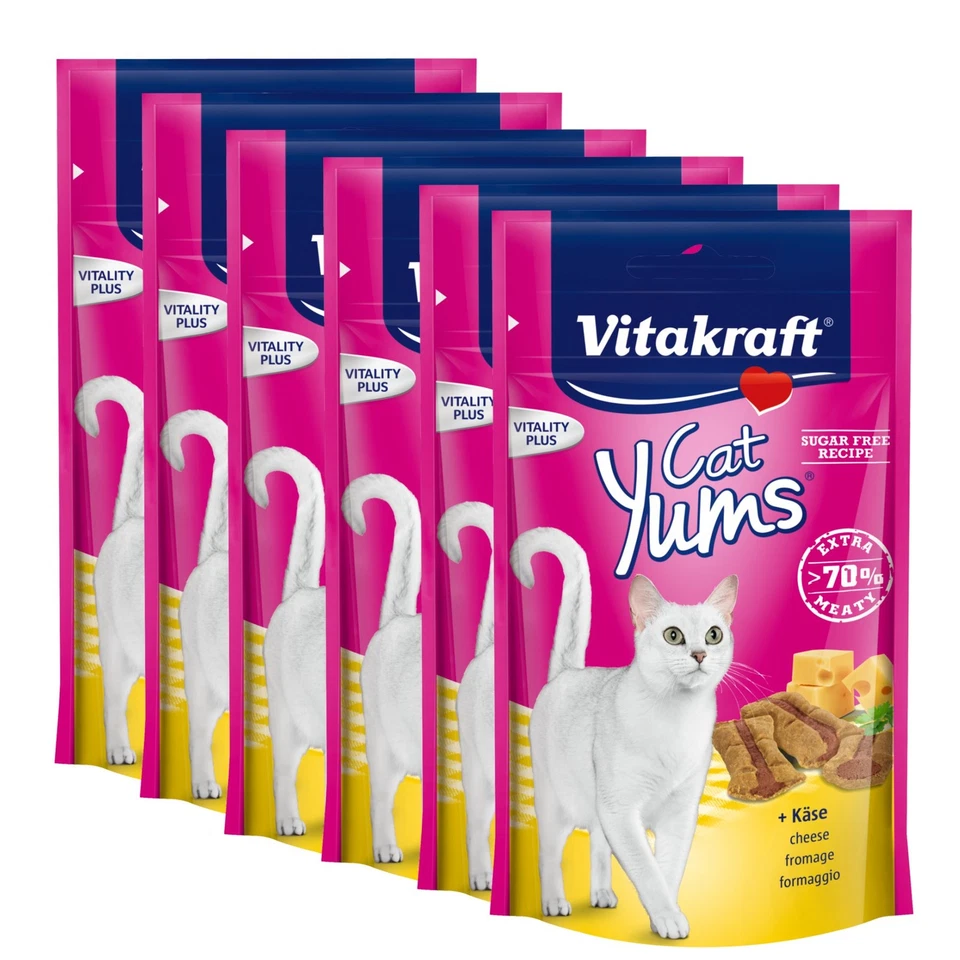 Vitakraft Katzensnack Cat Yums plus Käse 9 x 40g - Leckerli Katze Snack Fleisch