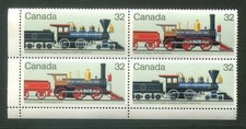 CANADA STEAM TRAINS Countess of Dufferin & Scotia 1984 4X32¢ LL CORNER  BLOCK